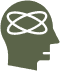 Mental health concept: head silhouette with atom symbol inside. Vibe Psychiatry.