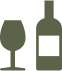 Wine bottle and glass icon for Vibe Psychiatry, a mental health clinic.